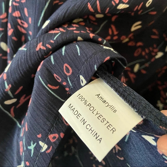 Floral Tunic Patterned Blouse Long Sleeve Top With Sash Size 1XL Tie Waist - Picture 7 of 11